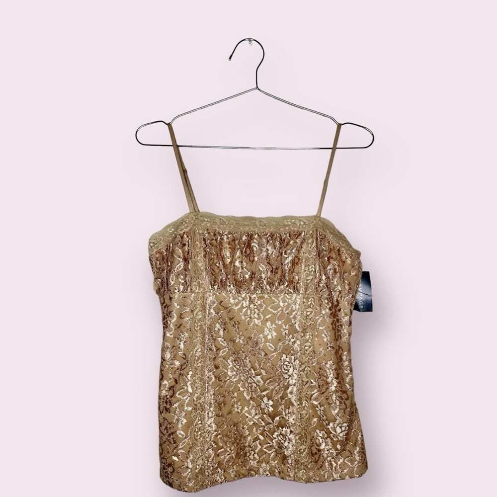 Y2K deadstock RAMPAGE milk maid gold lace top